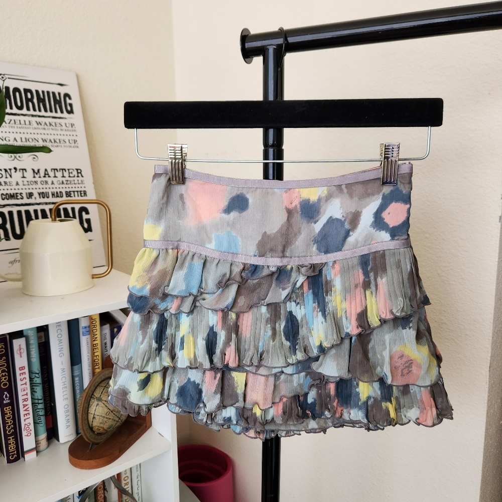 DKNY Y2K Ruffle Tiered Mutilcolores Mini Skirt - Picture 1 of 5